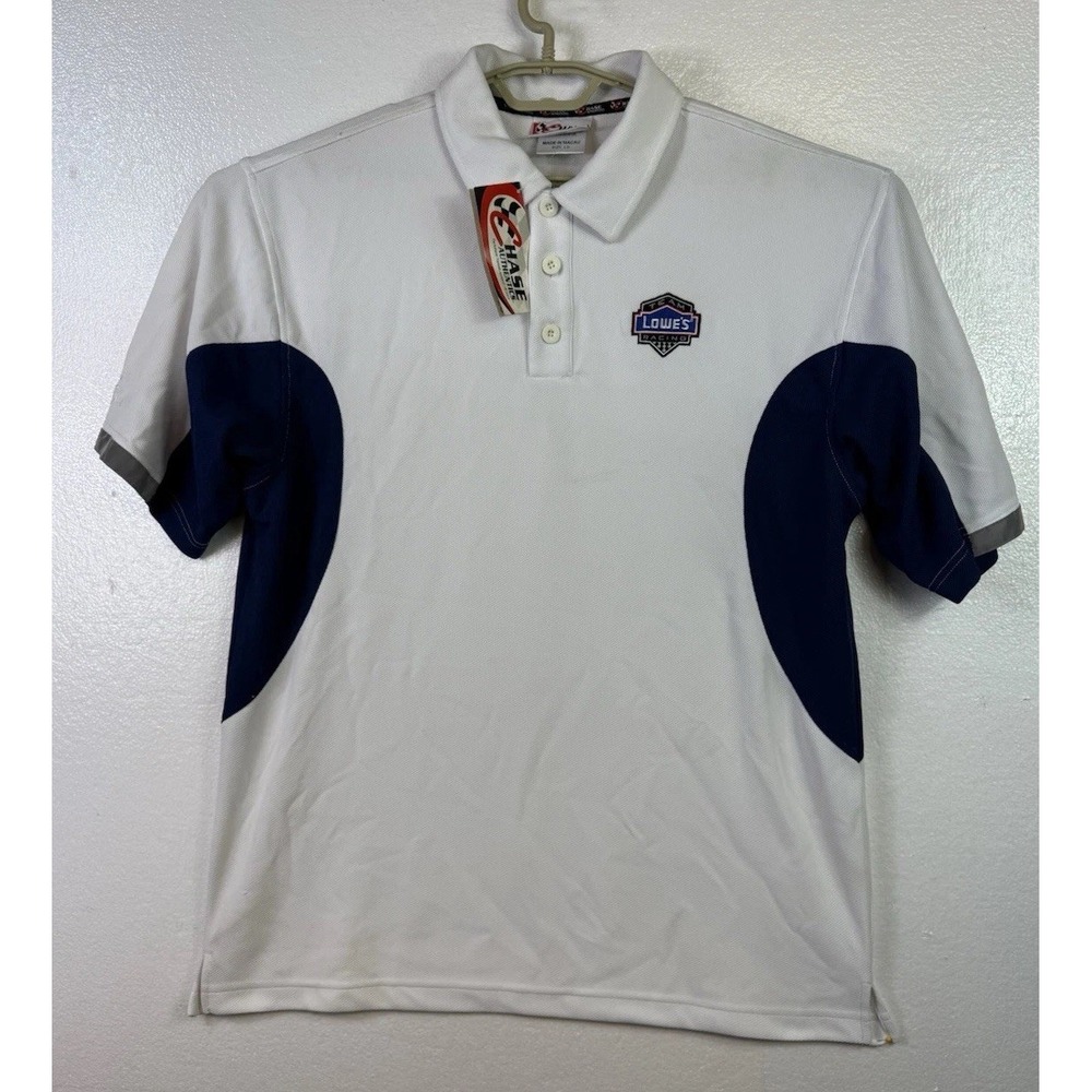 Chase Lowe's Racing #48 Polo Shirt Jimmy Johnson Men Sz Lg NASCAR White Blue New